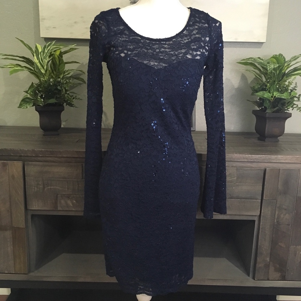 My Michelle Sequin lace dress blue size 9